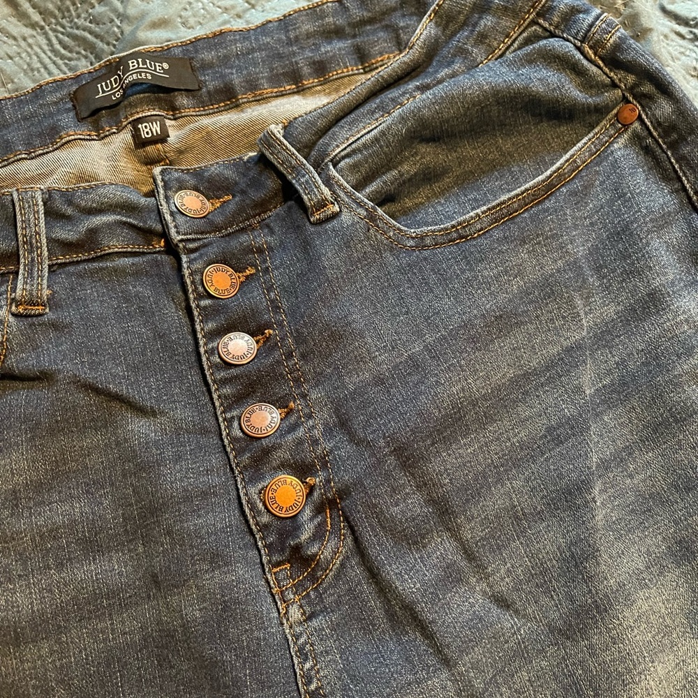 18W Judy Blue Thermal Distressed Button-up Fly Skinny Jeans